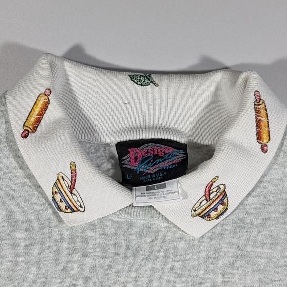 Vintage 90s Sz Large Friendship Recipe Collared Long Sleeve Sweatshirt - Picture 6 of 12